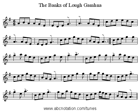 Banks of Lough Gamhna, The - staff notation