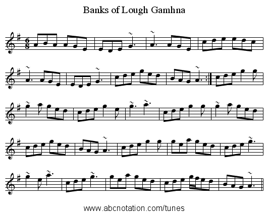Banks of Lough Gamhna - staff notation