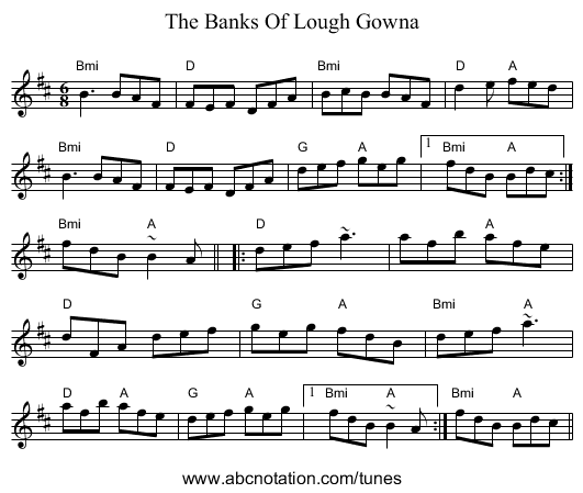 Banks Of Lough Gowna, The - staff notation
