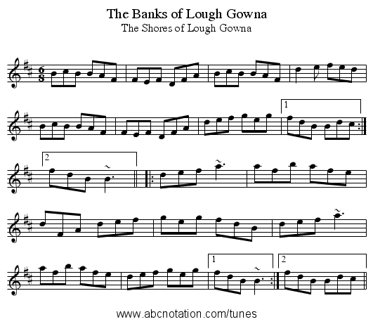 Banks of Lough Gowna, The - staff notation