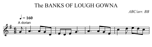 BANKS OF LOUGH GOWNA, The - staff notation
