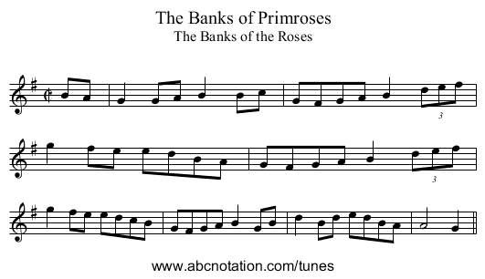 Banks of Primroses, The - staff notation