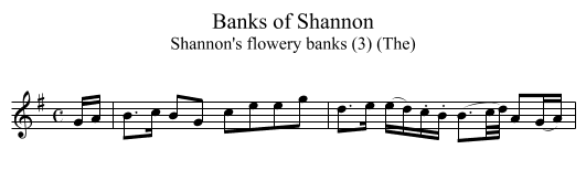 Banks of Shannon - staff notation