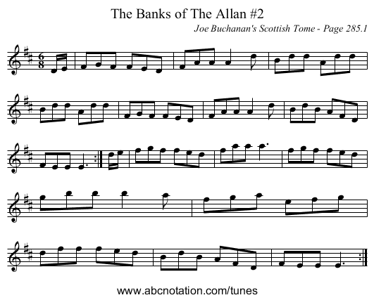 Banks of The Allan #2, The - staff notation