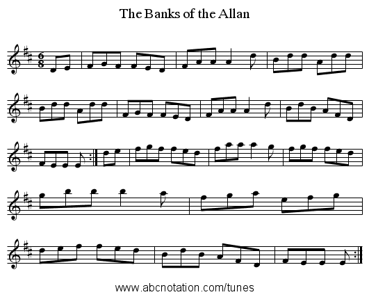 Banks of the Allan, The - staff notation