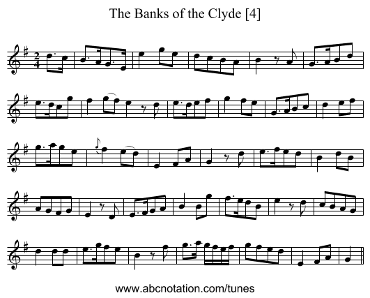 Banks of the Clyde [4], The - staff notation