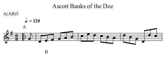 Banks of the Dee, Ascott - staff notation