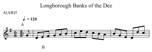 Banks of the Dee, Longborough - staff notation