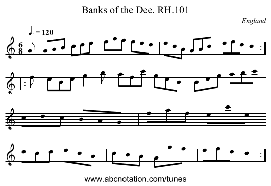 Banks of the Dee. RH.101 - staff notation