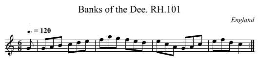 Banks of the Dee. RH.101 - staff notation