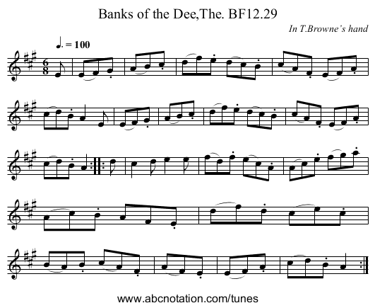 Banks of the Dee,The. BF12.29 - staff notation