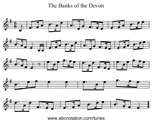 Banks of the Devon, The - staff notation