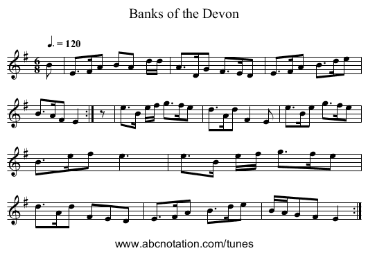 Banks of the Devon - staff notation