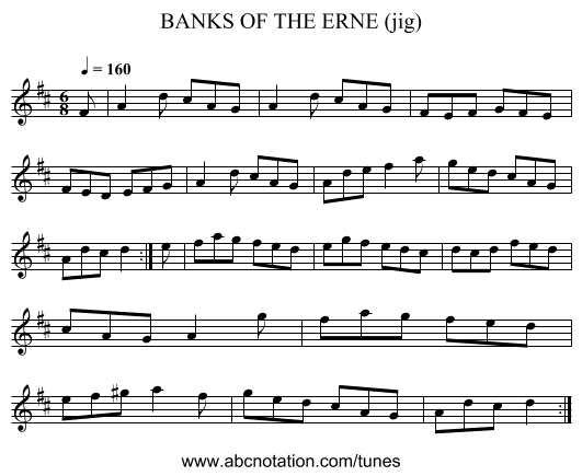 BANKS OF THE ERNE (jig) - staff notation