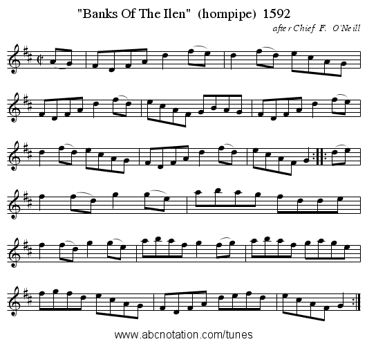 Banks Of The Ilen (hornpipe) 1592 - staff notation