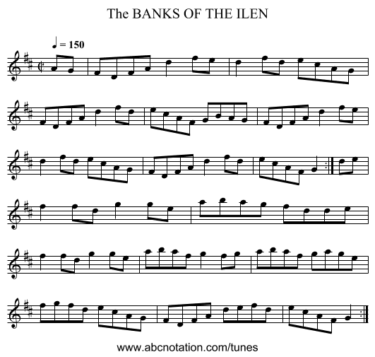 BANKS OF THE ILEN, The - staff notation