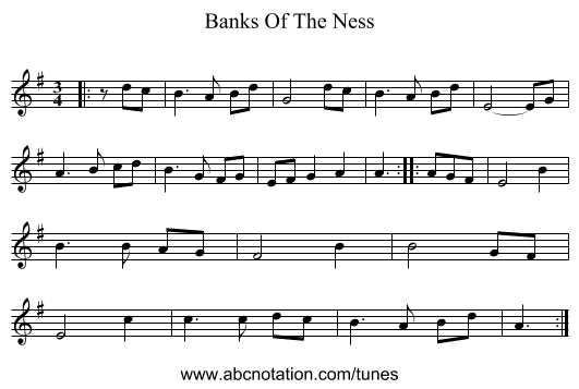 Banks Of The Ness - staff notation