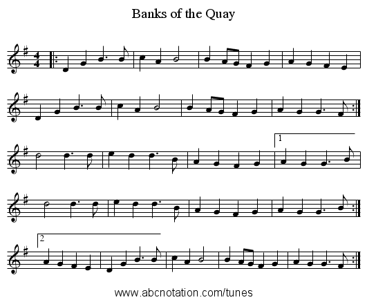 Banks of the Quay - staff notation