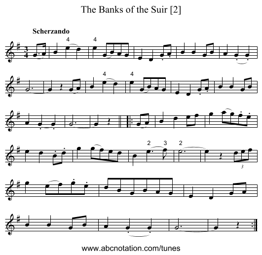 Banks of the Suir [2], The - staff notation