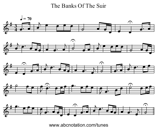 Banks Of The Suir, The - staff notation