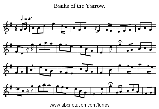 Banks of the Yarrow. - staff notation