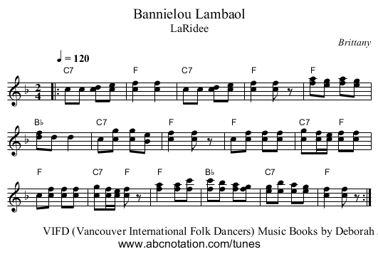 Bannielou Lambaol - staff notation