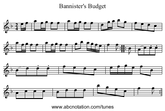 Bannister's Budget - staff notation