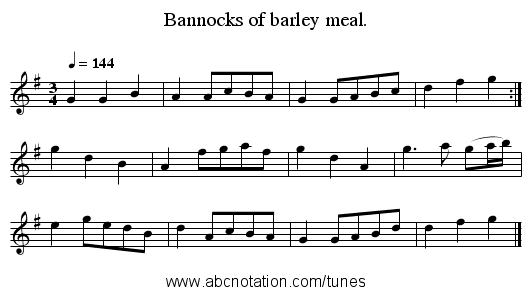 Bannocks of barley meal. - staff notation