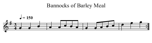 Bannocks of Barley Meal - staff notation