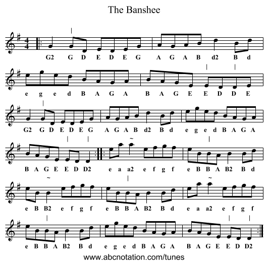 Banshee, The - staff notation
