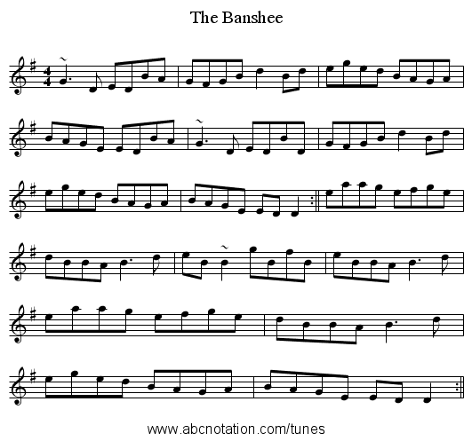 Banshee, The - staff notation
