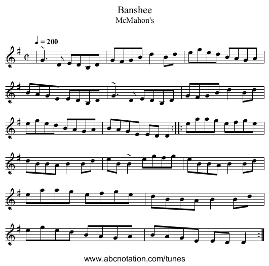 Banshee - staff notation