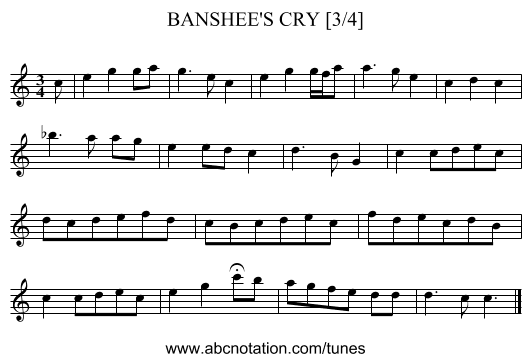 BANSHEE'S CRY [3/4] - staff notation