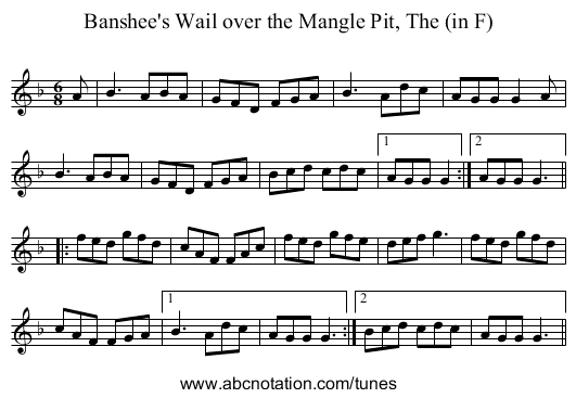 Banshee's Wail over the Mangle Pit, The (in F) - staff notation