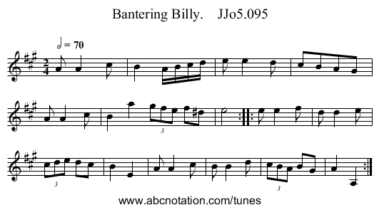 Bantering Billy.    JJo5.095 - staff notation