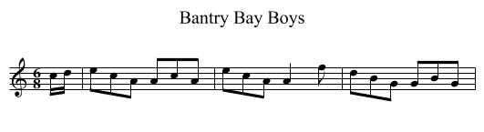 Bantry Bay Boys - staff notation