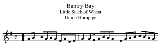 Bantry Bay - staff notation