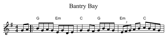 Bantry Bay - staff notation