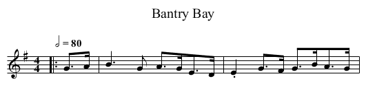 Bantry Bay - staff notation