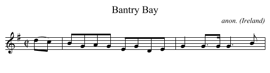 Bantry Bay - staff notation