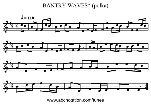 BANTRY WAVES* (polka) - staff notation