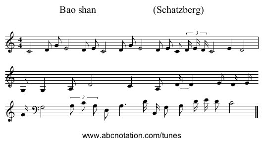 Bao shan (Schatzberg) - staff notation