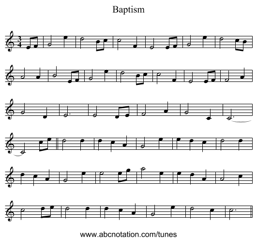 Baptism - staff notation
