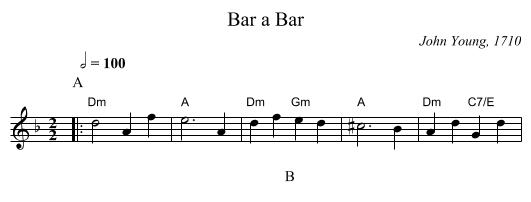 Bar a Bar - staff notation