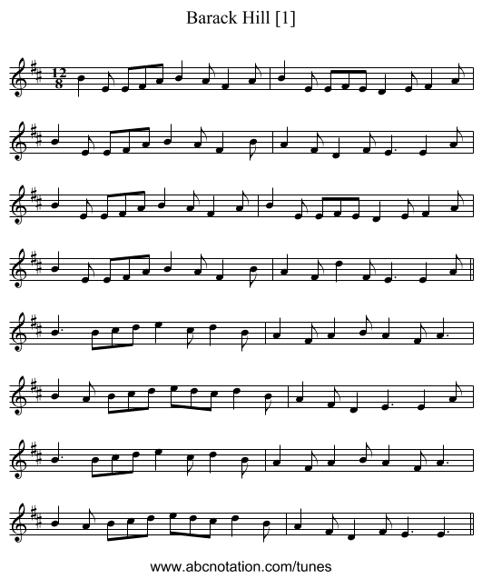 Barack Hill [1] - staff notation