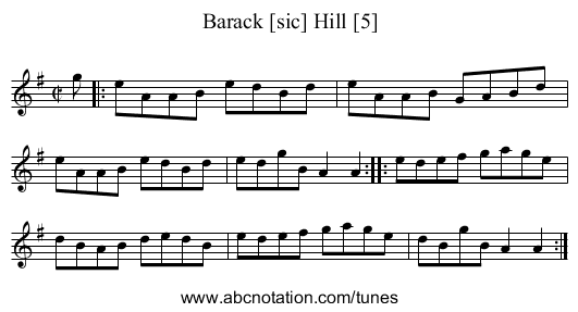 Barack [sic] Hill [5] - staff notation
