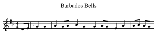 Barbados Bells - staff notation