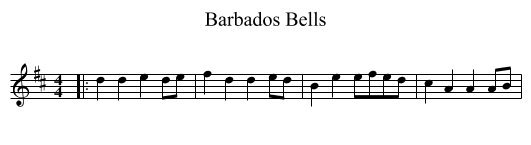 Barbados Bells - staff notation
