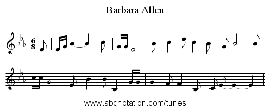 Barbara Allen - staff notation