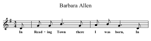 Barbara Allen - staff notation